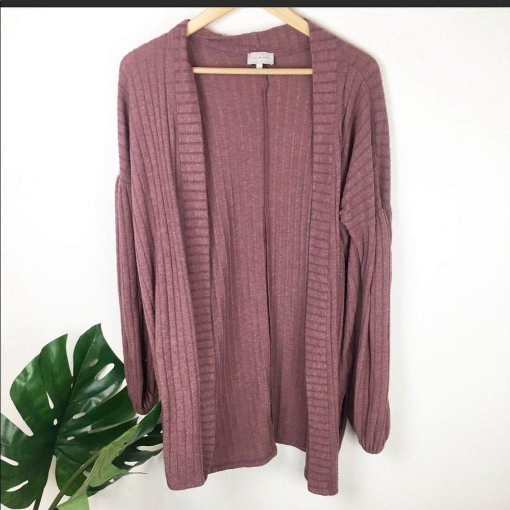 Lucky brand rose balloon sleeve open cardigan S